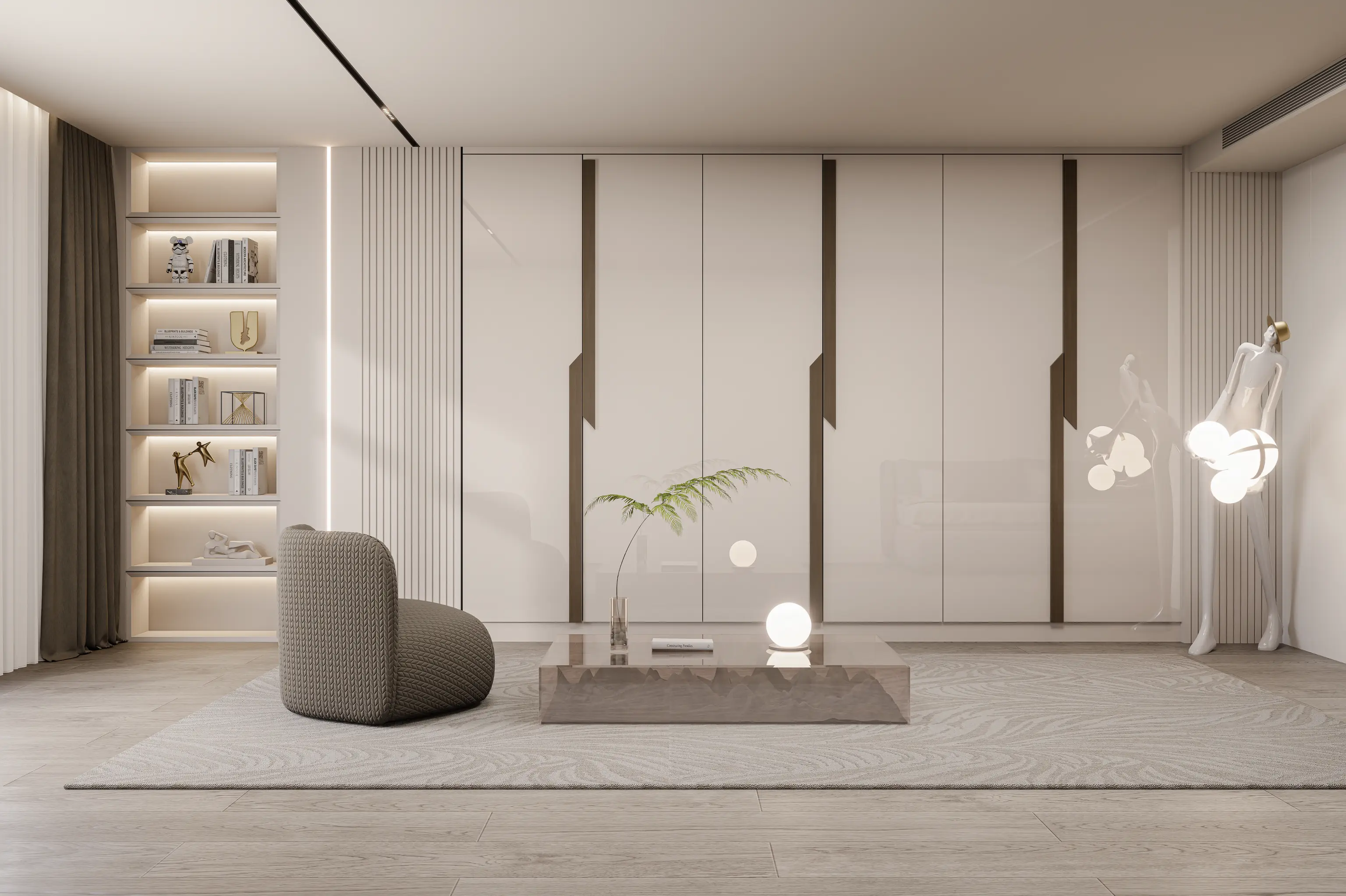 Custom openable wardrobe design for bedroom by Innovante Studio Gurgaon