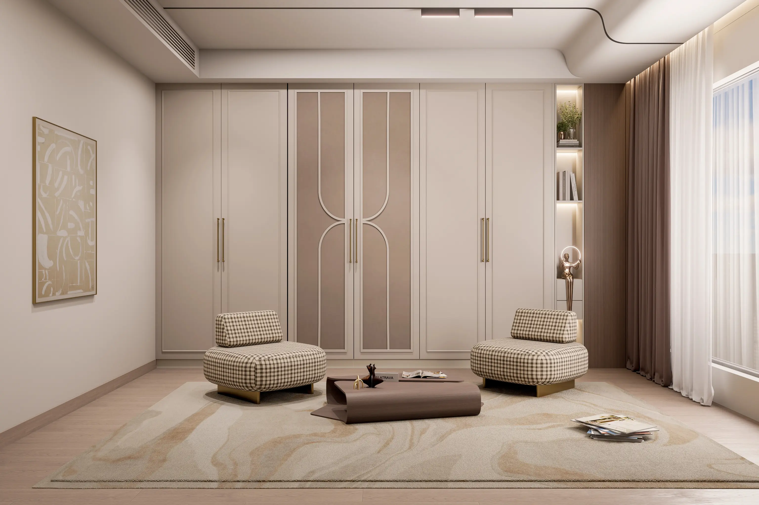 Custom openable wardrobe design for bedroom by Innovante Studio Gurgaon