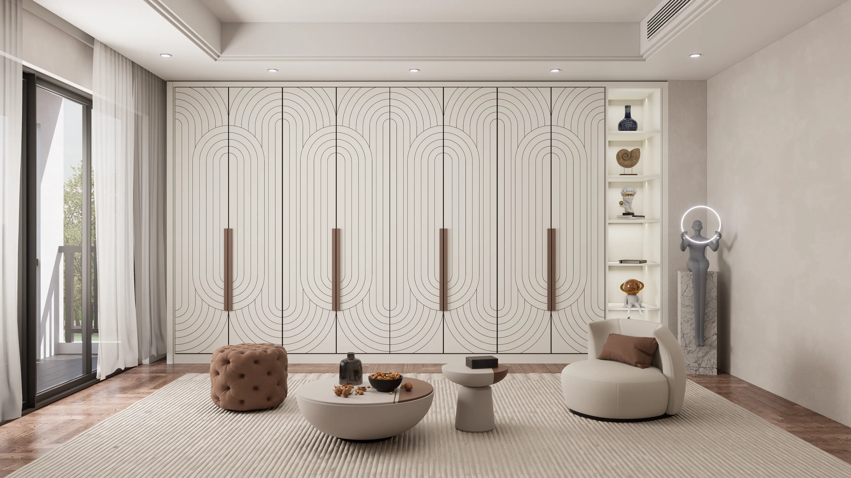 Custom openable wardrobe design for bedroom by Innovante Studio Gurgaon