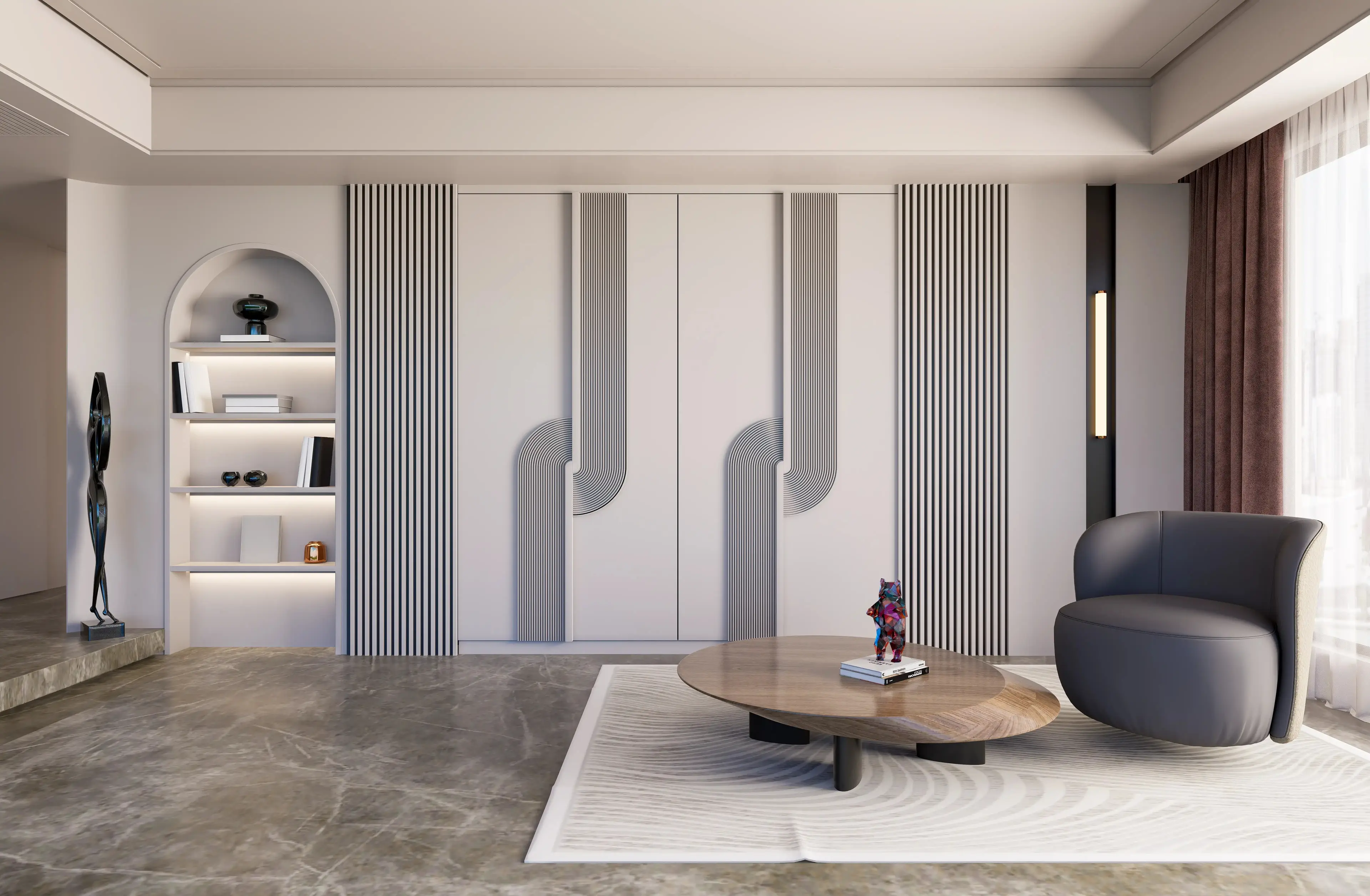 Custom openable wardrobe design for bedroom by Innovante Studio Gurgaon