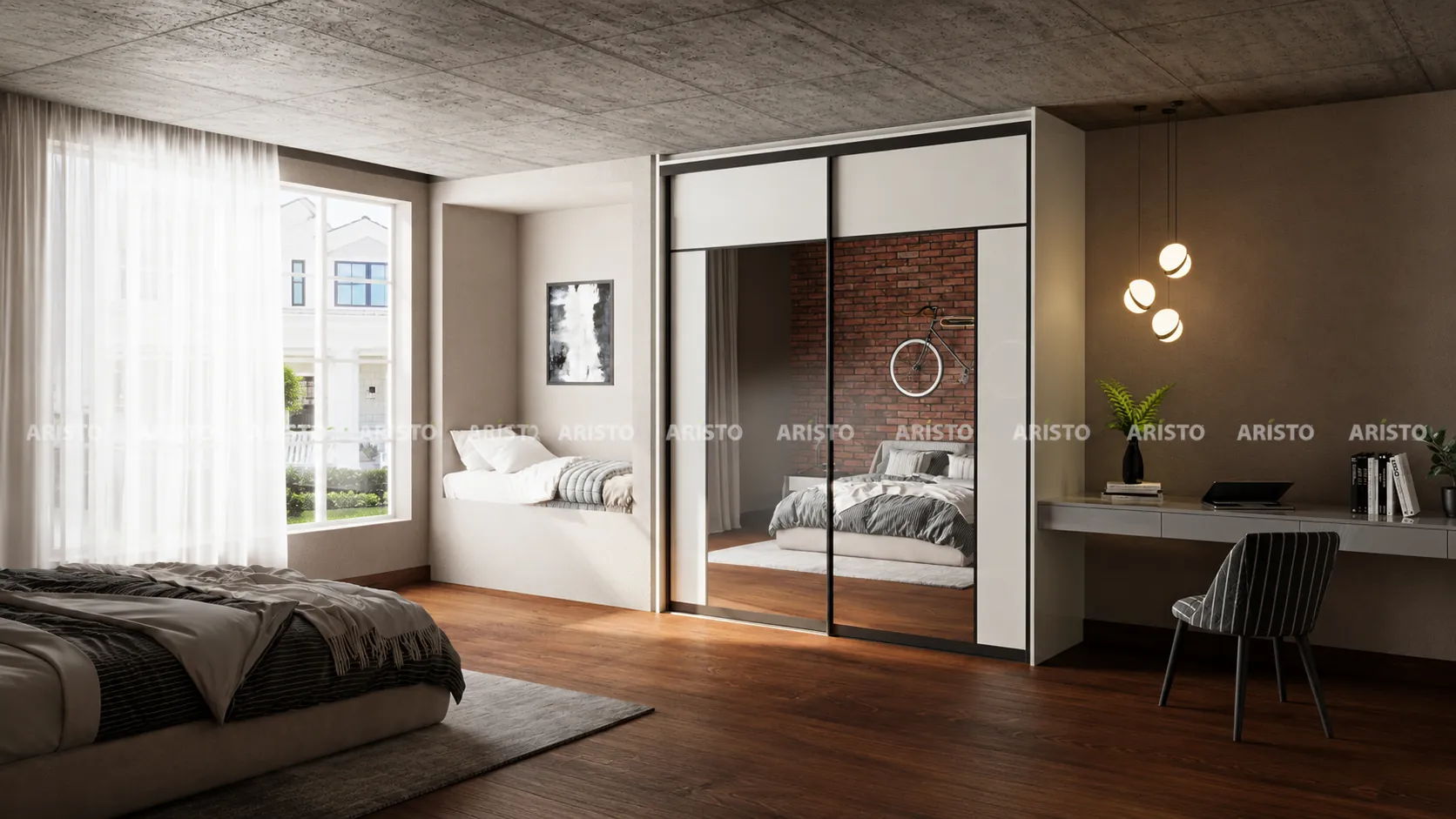 Sliding wardrobe designers in Gurgaon - glass finish wardrobe by Innovante Studio