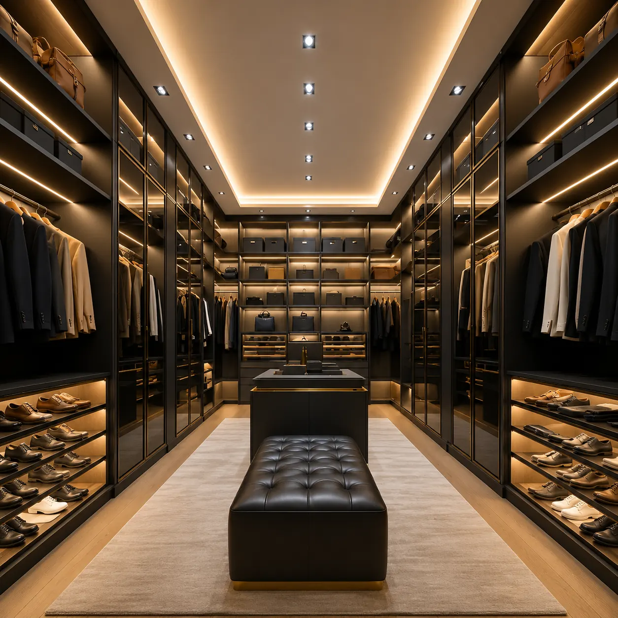 Luxury walk-in wardrobe design for bedroom in Gurgaon