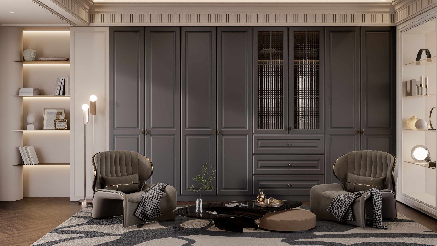 Modern interior doors for luxury homes — ribbed oak finish, Gurgaon