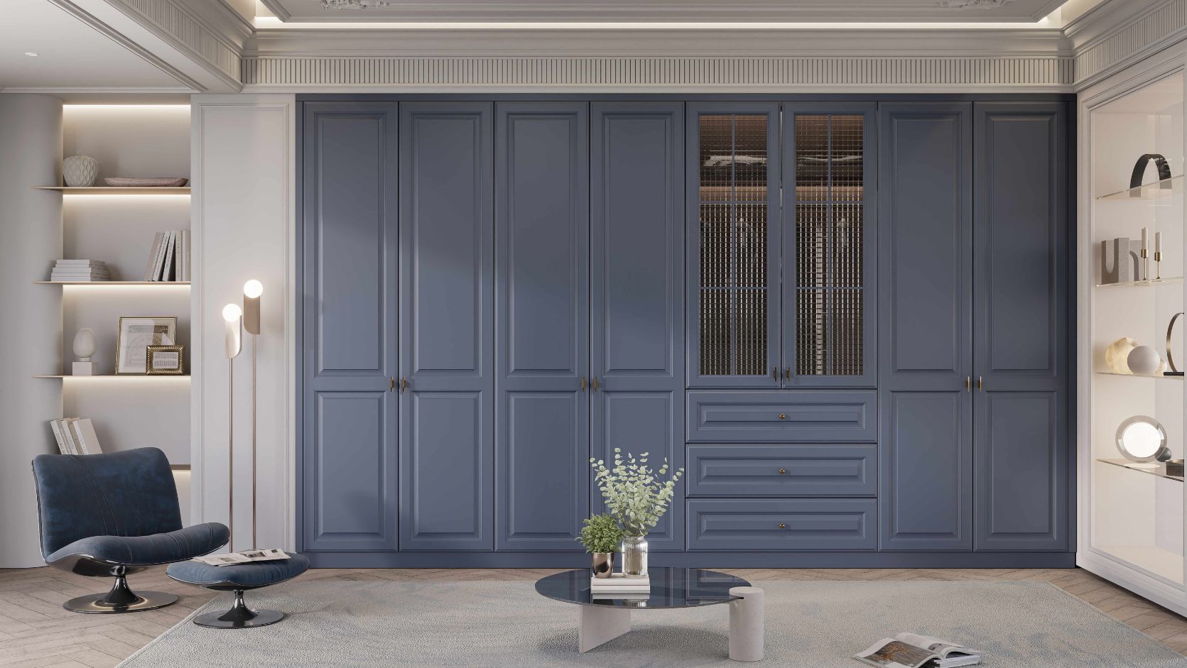 Custom openable wardrobe design for bedroom by Innovante Studio Gurgaon