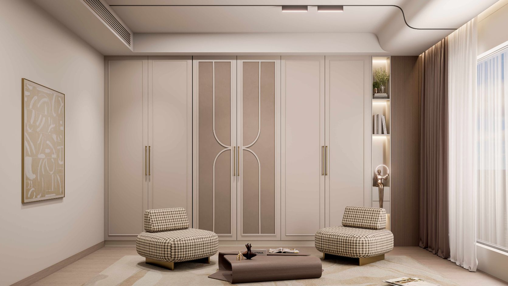 Designer wooden doors Gurgaon — fluted panel wardrobe-style interior door