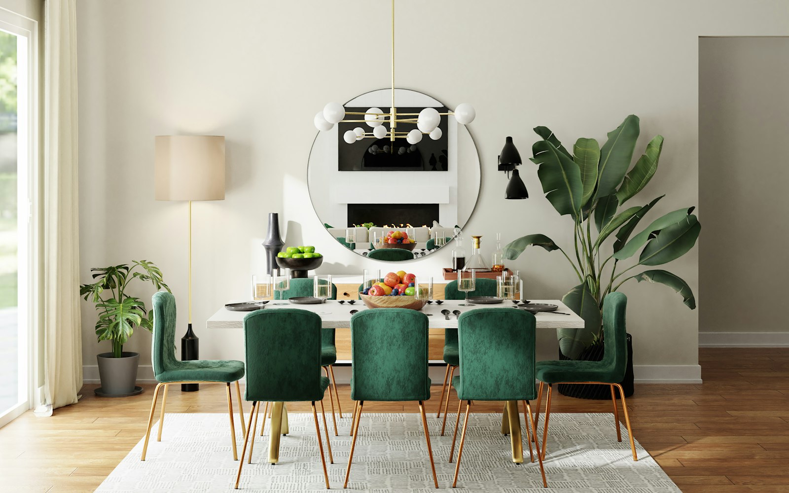 Bespoke dining table and custom chairs in a modern home interior