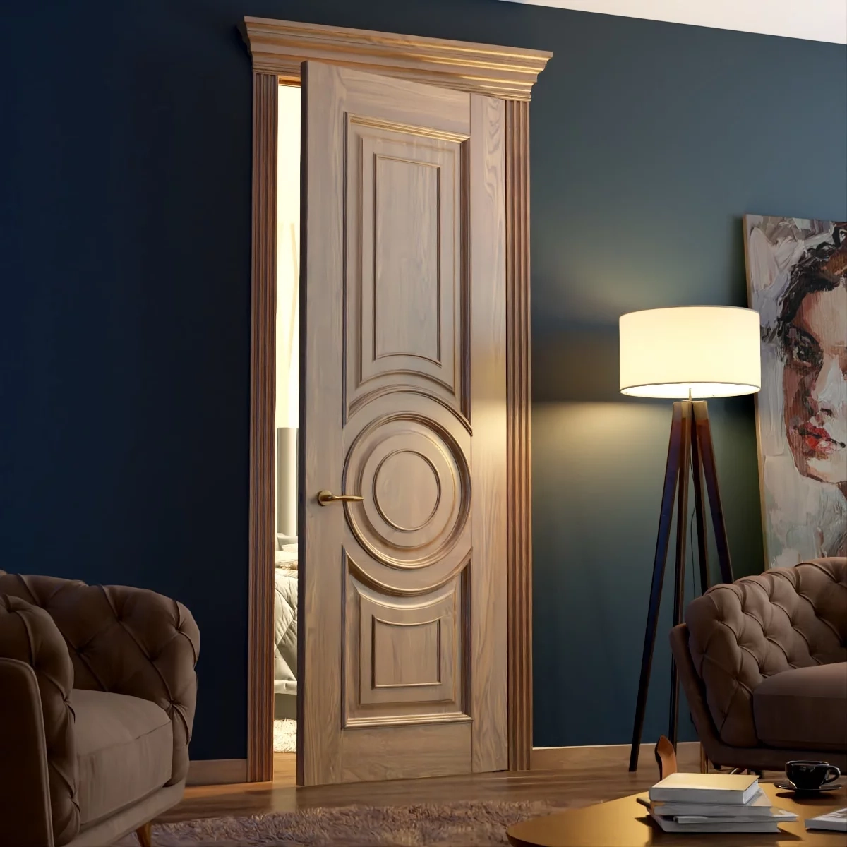 Designer wooden doors Gurgaon — fluted panel wardrobe-style interior door