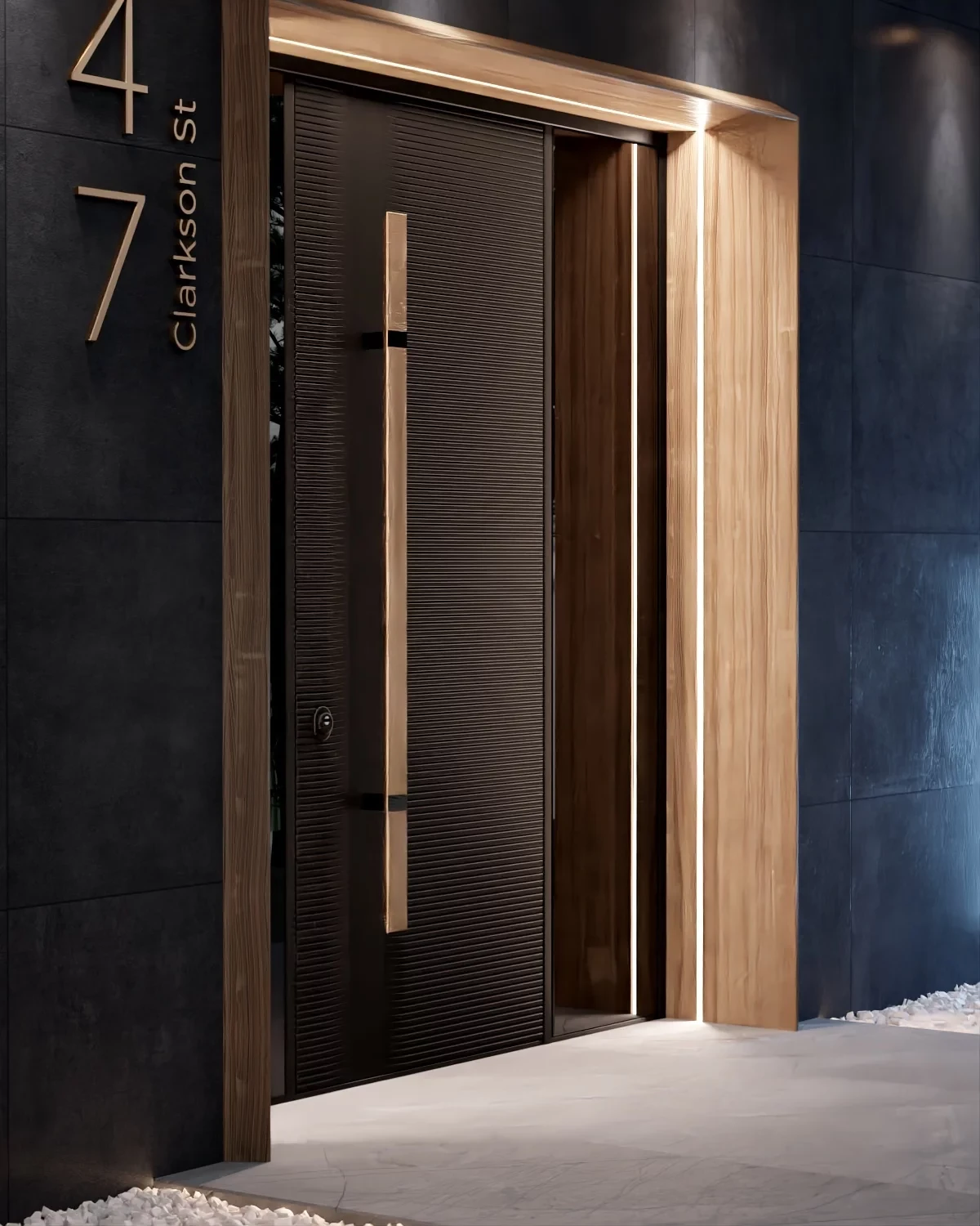 Designer wooden doors Gurgaon — fluted panel wardrobe-style interior door