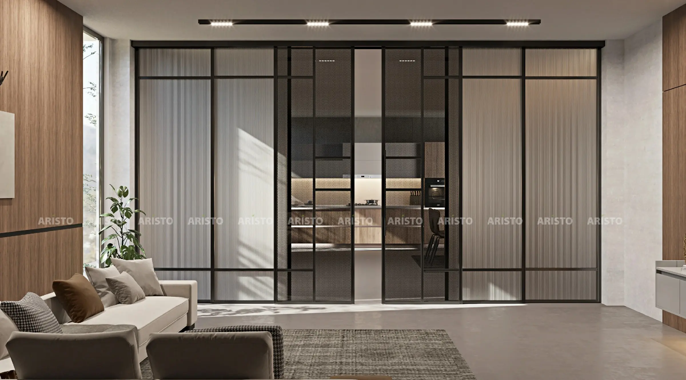 Sliding wardrobe designers in Gurgaon - glass finish wardrobe by Innovante Studio
