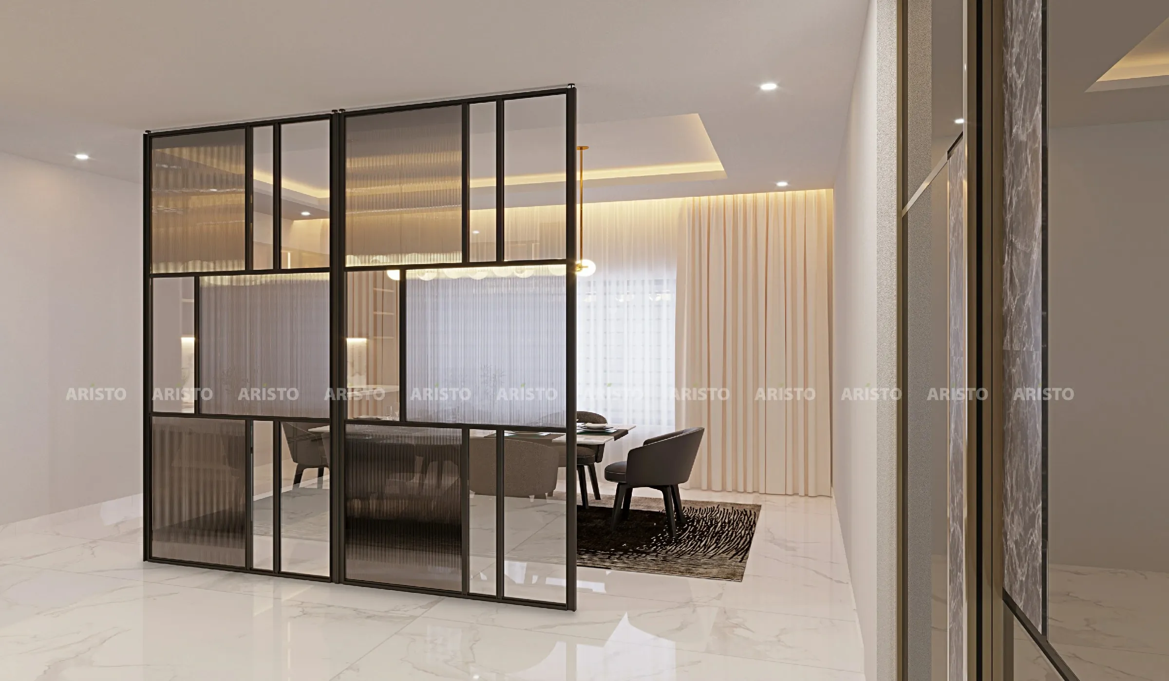 Sliding wardrobe designers in Gurgaon - glass finish wardrobe by Innovante Studio
