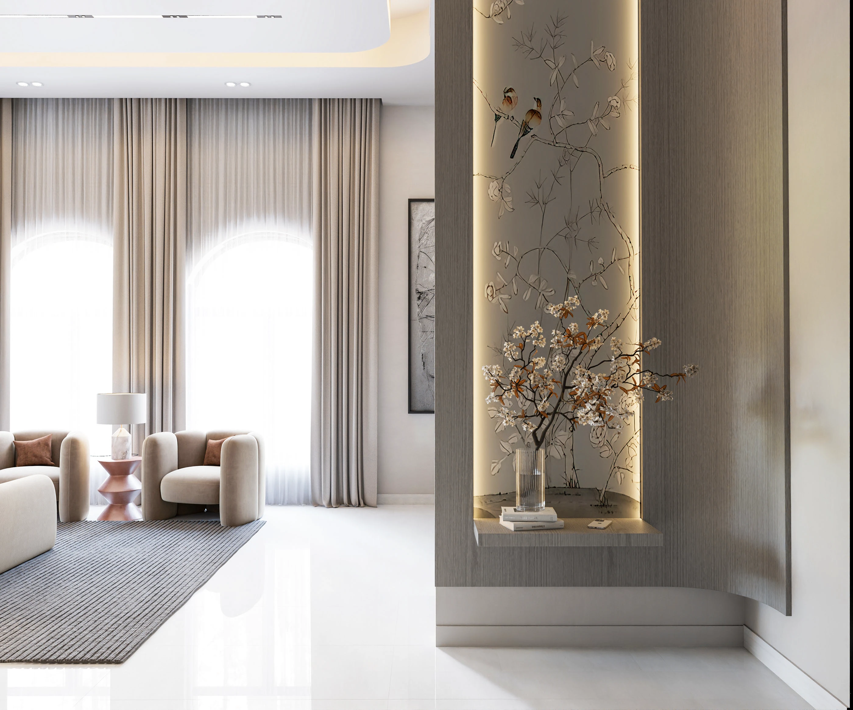 Louvers and fluted panels Gurgaon — oak louvre wall feature by Innovante Studio
