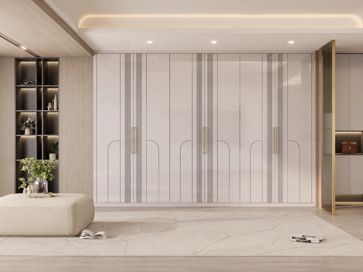 Designer wooden doors Gurgaon — fluted panel wardrobe-style interior door