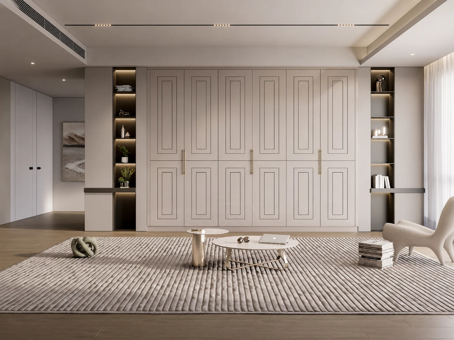 Main door design for home — arched walnut entrance by Innovante Studio