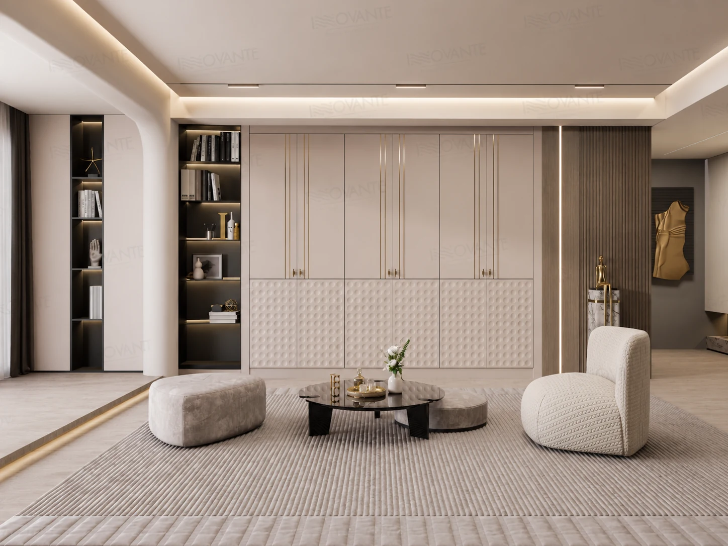 Premium flush doors with matte veneer finish by Innovante Studio Gurgaon